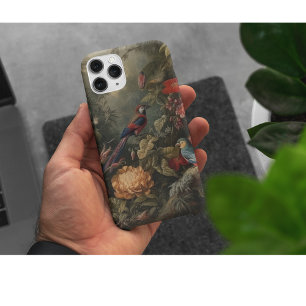 Iridescent Macaw & Golden Peony Naturalist Art iPhone 11 Case