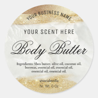 Iridescent Marble Gold Glitter Labels