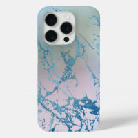 Iridescent Marble | Trendy Faux Holo Blue Pink