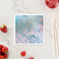 Iridescent Marble | Trendy Faux Holo Blue Pink