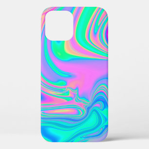 Iridescent marbled holographic texture in vibrant iPhone 12 case