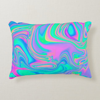 Iridescent marbled holographic texture in vibrant  decorative cushion