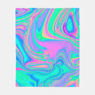 Iridescent marbled holographic texture in vibrant  fleece blanket