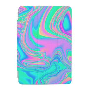 Iridescent marbled holographic texture in vibrant  iPad mini cover