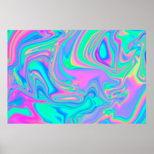 Iridescent marbled holographic texture in vibrant  poster