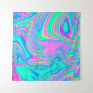 Iridescent marbled holographic texture in vibrant  tapestry