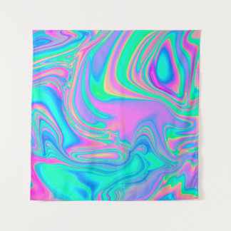Iridescent marbled holographic texture in vibrant  tapestry