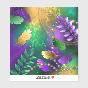 Iridescent mardi gras background with beads