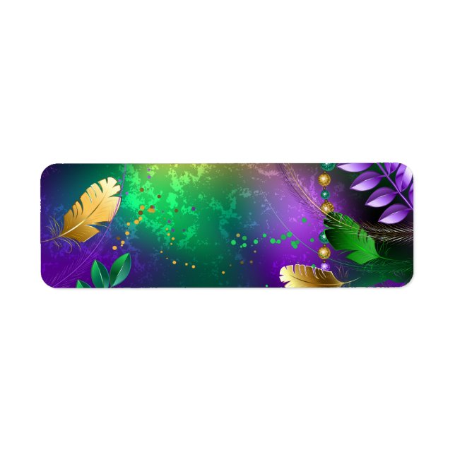Iridescent mardi gras background with beads (Front)