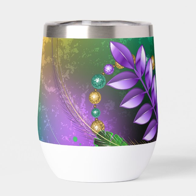 Iridescent mardi gras background with beads (Back)