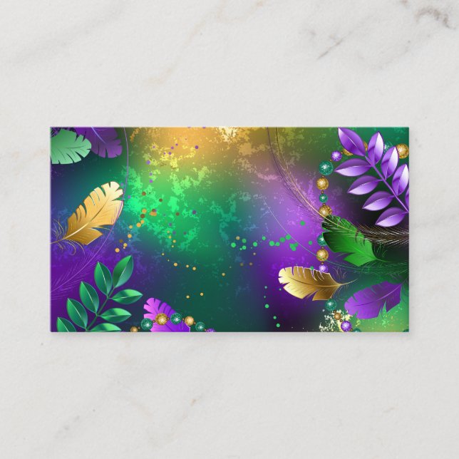 Iridescent mardi gras background with beads enclosure card (Front)