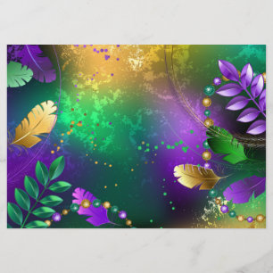 Iridescent mardi gras background with beads flyer