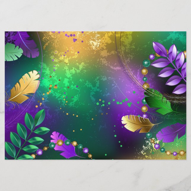 Iridescent mardi gras background with beads flyer (Front)