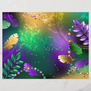 Iridescent mardi gras background with beads flyer