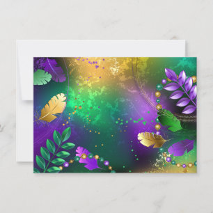 Iridescent mardi gras background with beads invitation