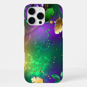 Iridescent mardi gras background with beads iPhone 16 pro max case