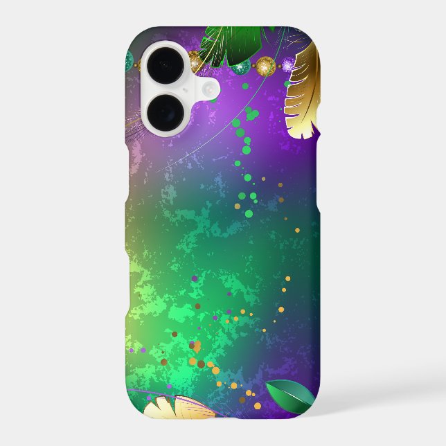 Iridescent mardi gras background with beads iPhone case (Back)