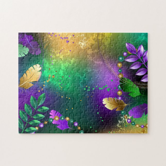 Iridescent mardi gras background with beads jigsaw puzzle (Horizontal)