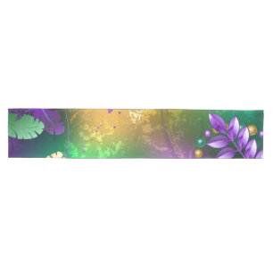 Iridescent mardi gras background with beads medium table runner