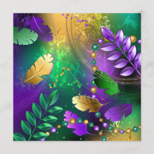 Iridescent mardi gras background with beads menu