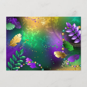 Iridescent mardi gras background with beads menu