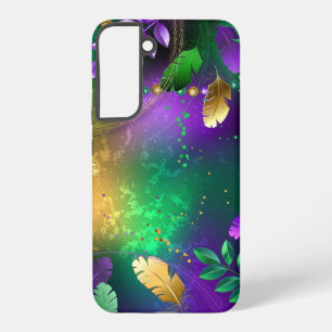 Iridescent mardi gras background with beads samsung galaxy case