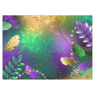 Iridescent mardi gras background with beads tablecloth