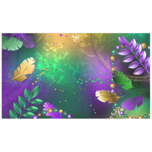 Iridescent mardi gras background with beads tablecloth