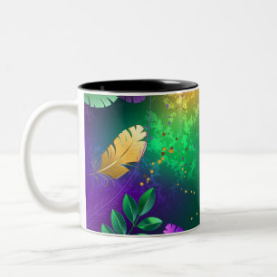 Iridescent mardi gras background with beads Two-Tone coffee mug