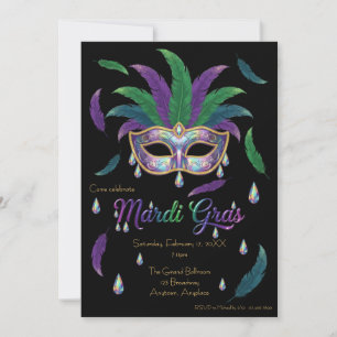 Iridescent Mardi Gras Party Invitation