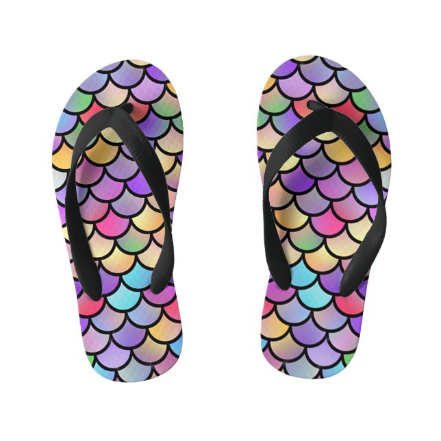 Iridescent Mermaid Scales Kid's Flip Flops (Footbed)