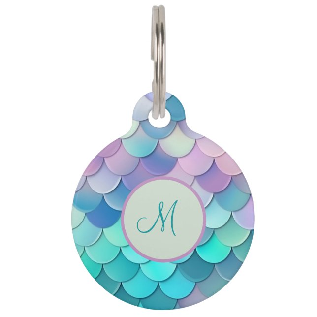 Iridescent Mermaid Scales Personalised Pet Tag (Front)