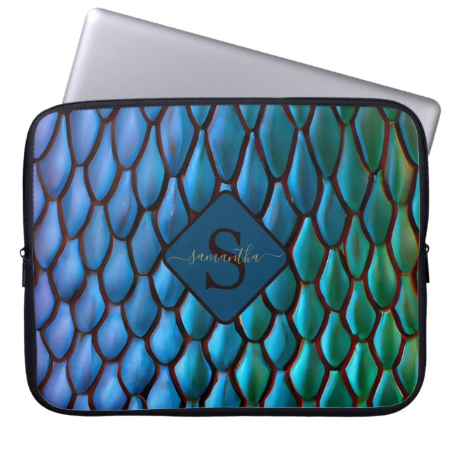 Iridescent Mermaid Tails Dragon Scales Fantasy Lap Laptop Sleeve (Front)