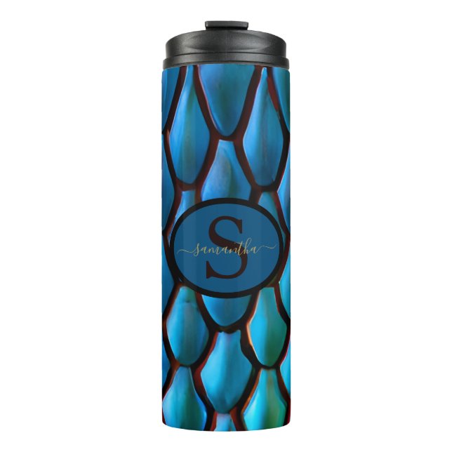 Iridescent Mermaid Tails Dragon Scales Fantasy Thermal Tumbler (Front)