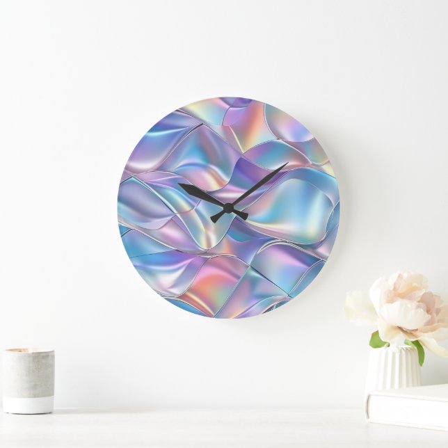 Iridescent Metallic 6 Geometric Large Clock (Home)