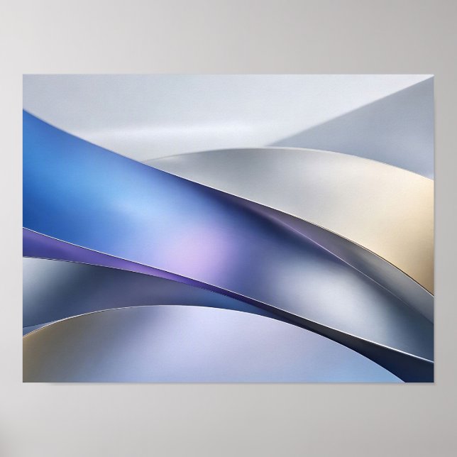 Iridescent Metallic Layers Abstract Wall Art (Front)
