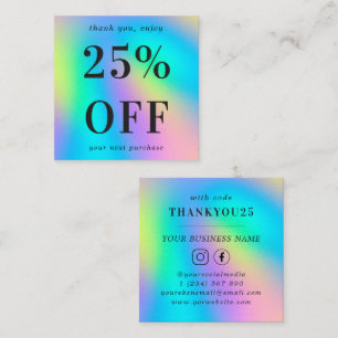 Iridescent Modern Bold Typography Small Business Discount Card