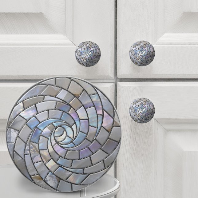 Iridescent Moonstone Mosaic Spiral Ceramic Knob (Creator Uploaded)