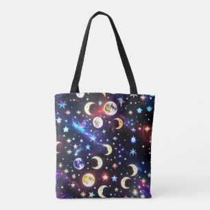 Iridescent Moonstone Opal Lunar Phases Tote Bag