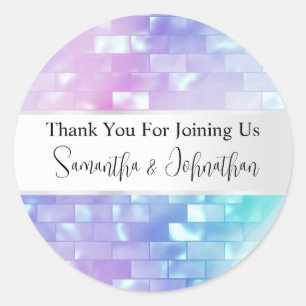  Iridescent mother of pearl disco ball thank you Classic Round Sticker