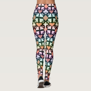 Iridescent Multicolor Playing Card Symbols Pattern Leggings
