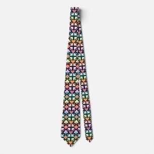 Iridescent Multicolor Playing Card Symbols Pattern Tie