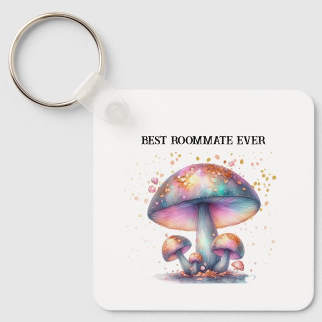 Iridescent Mushrooms Roomie Charm Best Roommate Key Ring (Front)