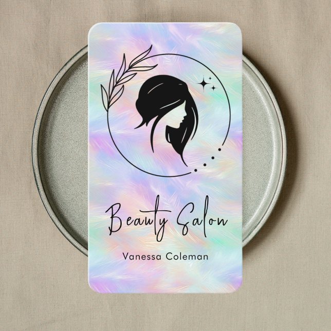 Iridescent Opal Beauty Salon Stylish Business Card (Creator Uploaded)