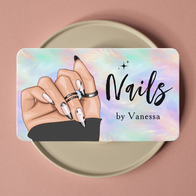 Iridescent Opal Nail Artist Stylish Business Card (Creator Uploaded)