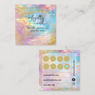 iridescent Opal stone Holographic Loyalty Card