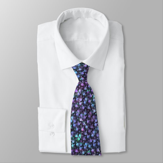 Iridescent Opalescent Spiral Pattern - Custom Tie (Tied)