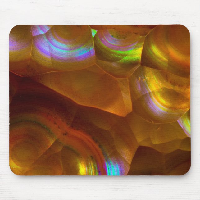 Iridescent orange fire opal mouse mat (Front)