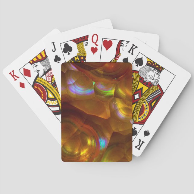 Iridescent orange fire opal playing cards (Back)