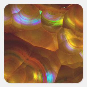 Iridescent orange fire opal square sticker